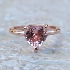 AAA Heart Cut Classic Pink Morganite Engagement Ring Rose Gold LS6023
