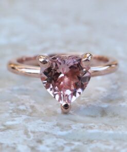 AAA Heart Cut Classic Pink Morganite Engagement Ring Rose Gold LS6023