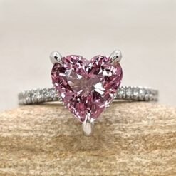 AAA Heart Shape Morganite Ring Claw Prongs White Gold Platinum LS7270