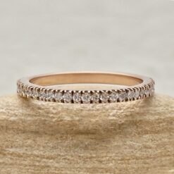 Classic Round Cut Diamond Wedding Band Stacking Ring Rose Gold LS7290