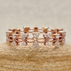 Diamond Cluster Eternity Wedding Ring Bespoke Stack Rose Gold LS7205