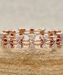 Diamond Cluster Eternity Wedding Ring Bespoke Stack Rose Gold LS7205