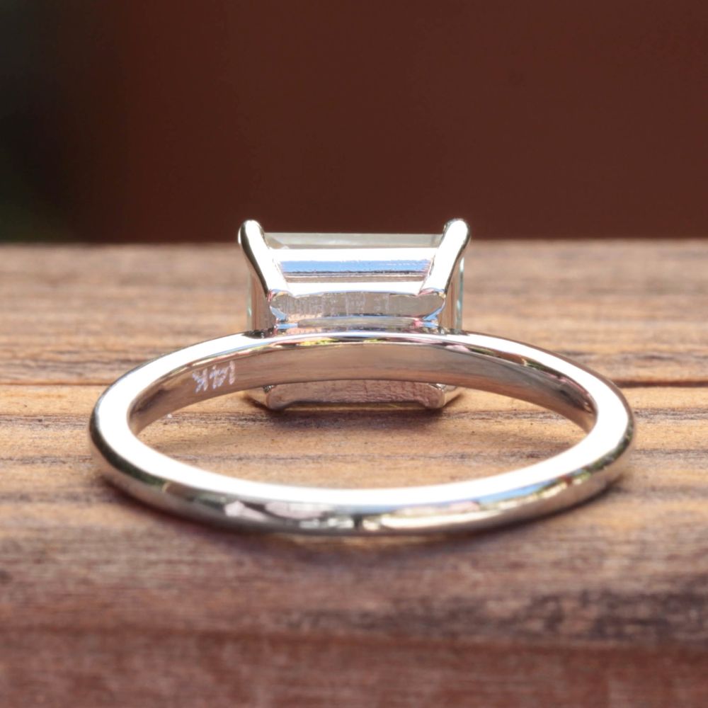 Emerald Cut Aquamarine Double Basket Ring White Gold Platinum LS5228