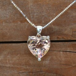 Genuine Heart Peach Pink Morganite Necklace White Gold Platinum LS5548