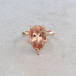 Genuine Peachy Pink Morganite 5 Prong Filigree Ring Rose Gold LS6006
