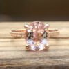 Genuine Peachy Pink Morganite Diamond Engagement Ring Rose Gold LS5547