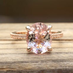 Genuine Peachy Pink Morganite Diamond Engagement Ring Rose Gold LS5547