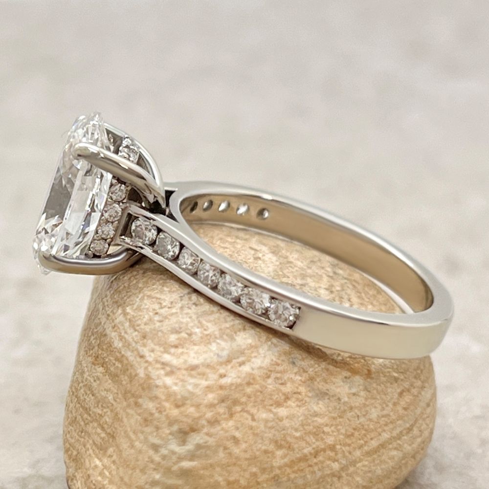 Half Eternity Oval Diamond Engagement Ring White Gold Platinum LS7221