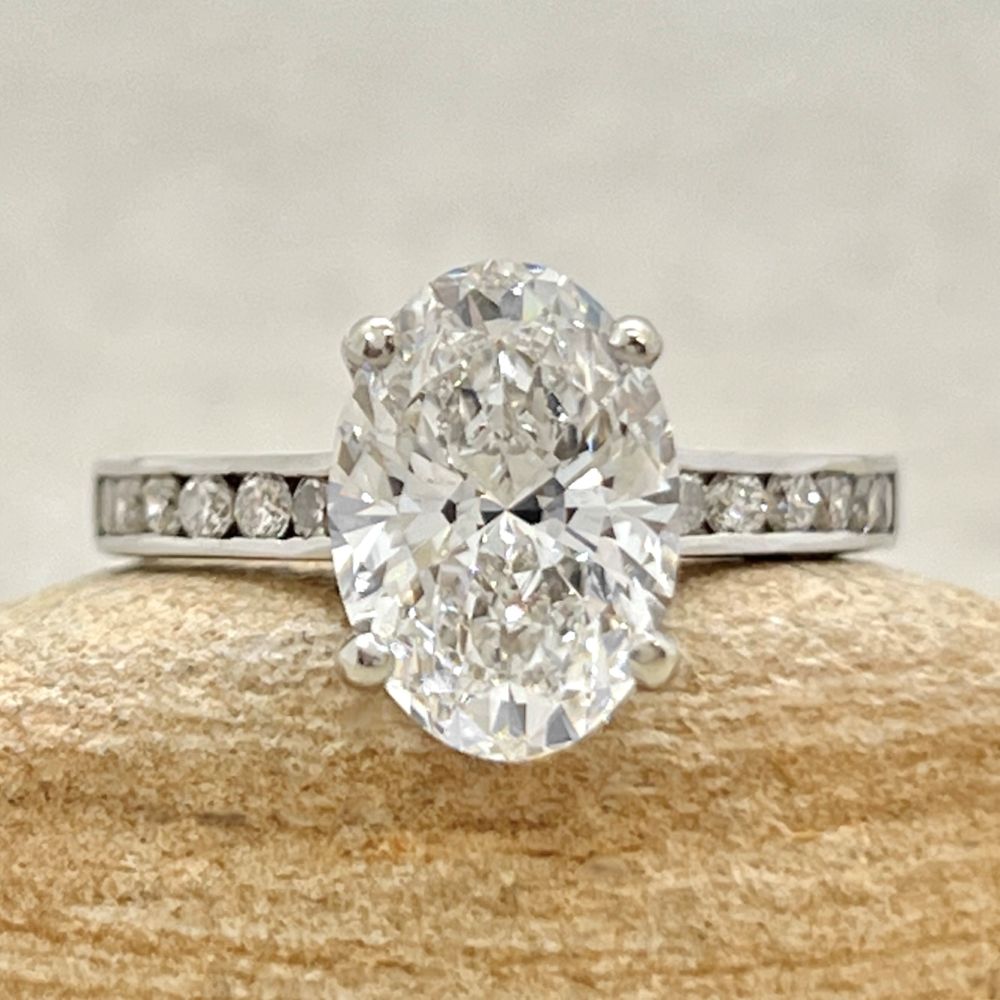 IGI Lab Diamond Fang Prong Engagement Ring White Gold Platinum LS7221