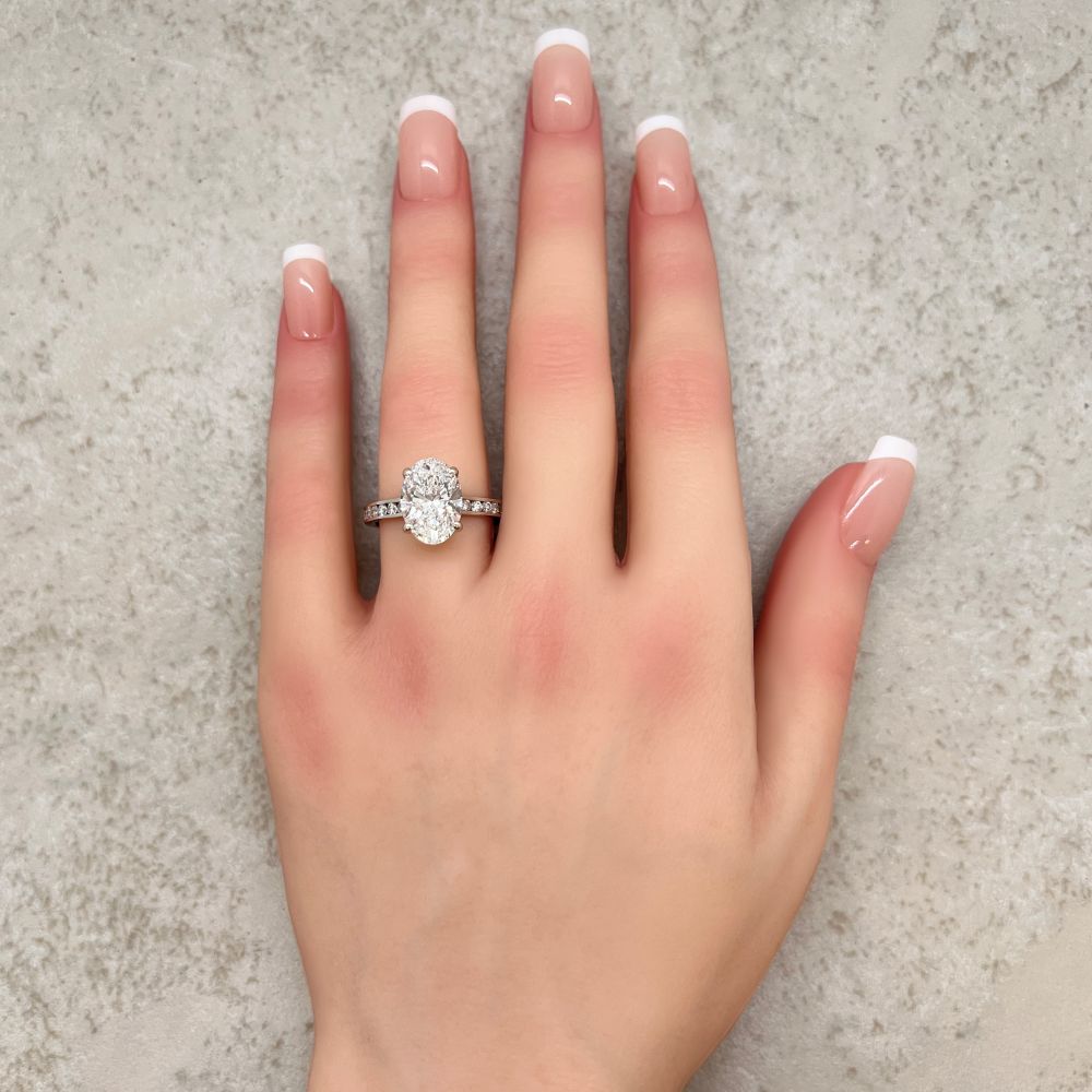 IGI Lab Grown Diamond Halo Engagement Ring White Gold Platinum LS7221