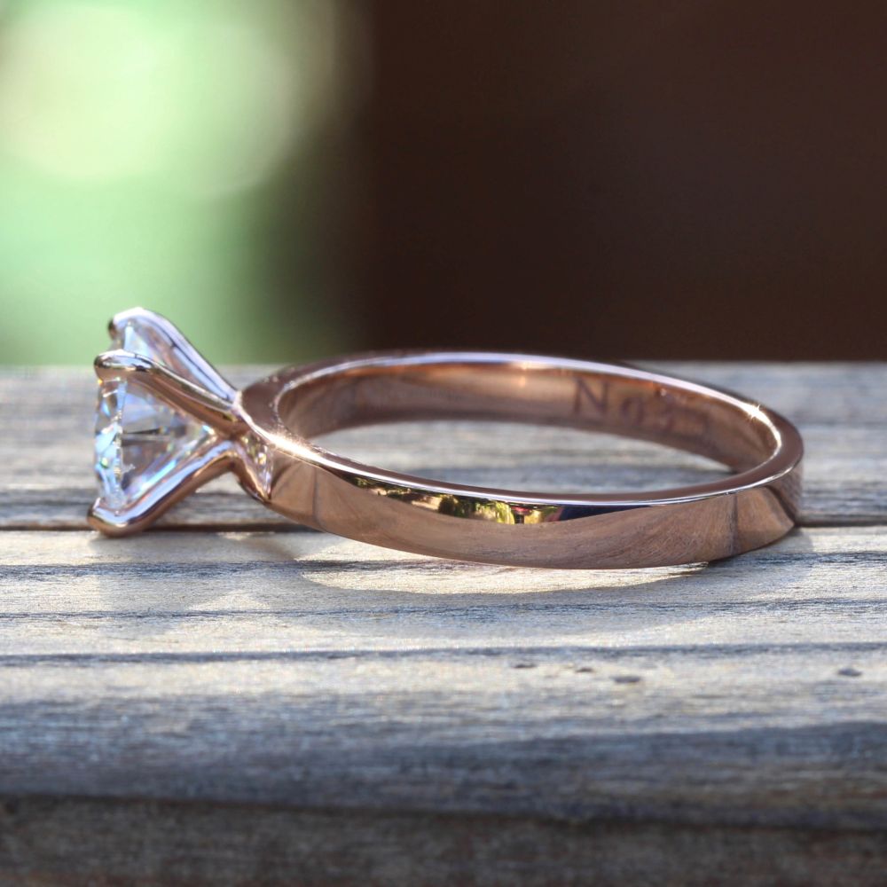 IGI Round Cut Lab Diamond Engagement Ring Wide Shank Rose Gold LS5321