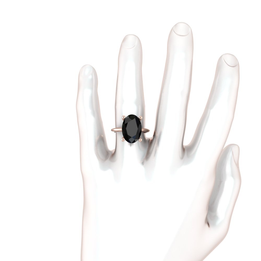 Luxury Oval Midnight Black Sapphire Engagement Ring Rose Gold LS5389