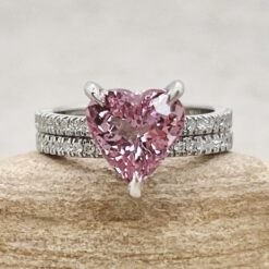 Pink Morganite Diamond Engagement Ring Set White Gold Platinum LS7271