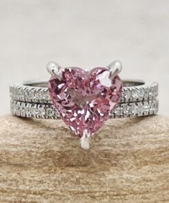 Pink Morganite Diamond Engagement Ring Set White Gold Platinum LS7271