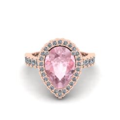 Pure Pink Teardrop Morganite Diamond Engagement Ring Rose Gold LS5452