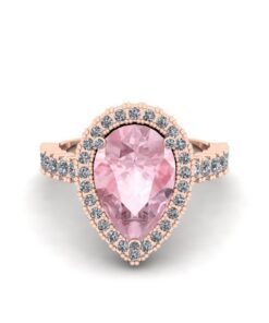 Pure Pink Teardrop Morganite Diamond Engagement Ring Rose Gold LS5452