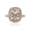 Rectangular Cushion Morganite Diamond Ring White Gold Platinum LS4758