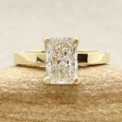 Solitaire Radiant Cut Lab Diamond Engagement Ring Yellow Gold LS7214