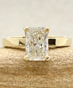 Solitaire Radiant Cut Lab Diamond Engagement Ring Yellow Gold LS7214