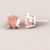 Square Cushion Peach Pink Morganite Gemstone Earrings Rose Gold LS6053