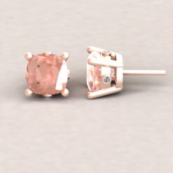 Square Cushion Peach Pink Morganite Gemstone Earrings Rose Gold LS6053
