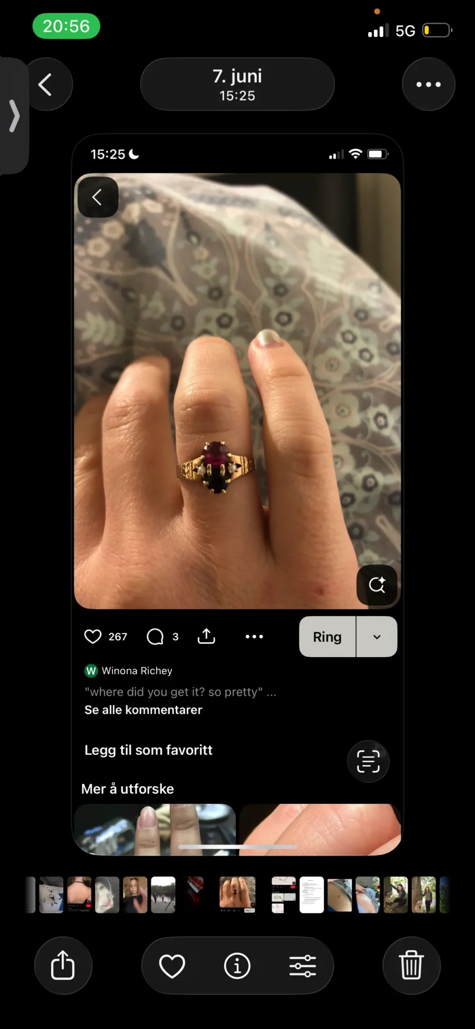 Custom Ruby and Black Onyx and Pearl Ring - Image 9