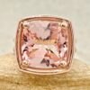 7 Carat Cushion Salmon Pink Morganite Statement Ring Rose Gold LS7156