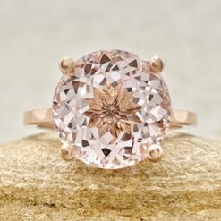 7 Carat Solitaire Round Cut Rare Pink Morganite Ring Rose Gold LS7150