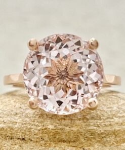 7 Carat Solitaire Round Cut Rare Pink Morganite Ring Rose Gold LS7150