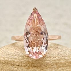 Pink Morganite Gemstone Ring Flower Milgrain Gallery Rose Gold LS7149