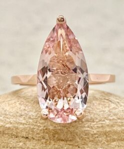 Pink Morganite Gemstone Ring Flower Milgrain Gallery Rose Gold LS7149